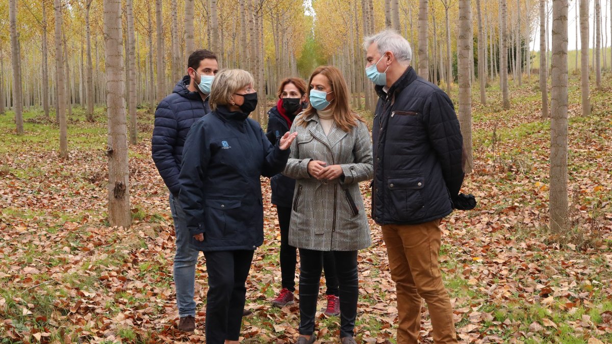 Virginia Barcones junto a la presidenta de la CHD, Cristina Danés, y el alcalde de Dueñas, Miguel Angel Blanco / ICAL