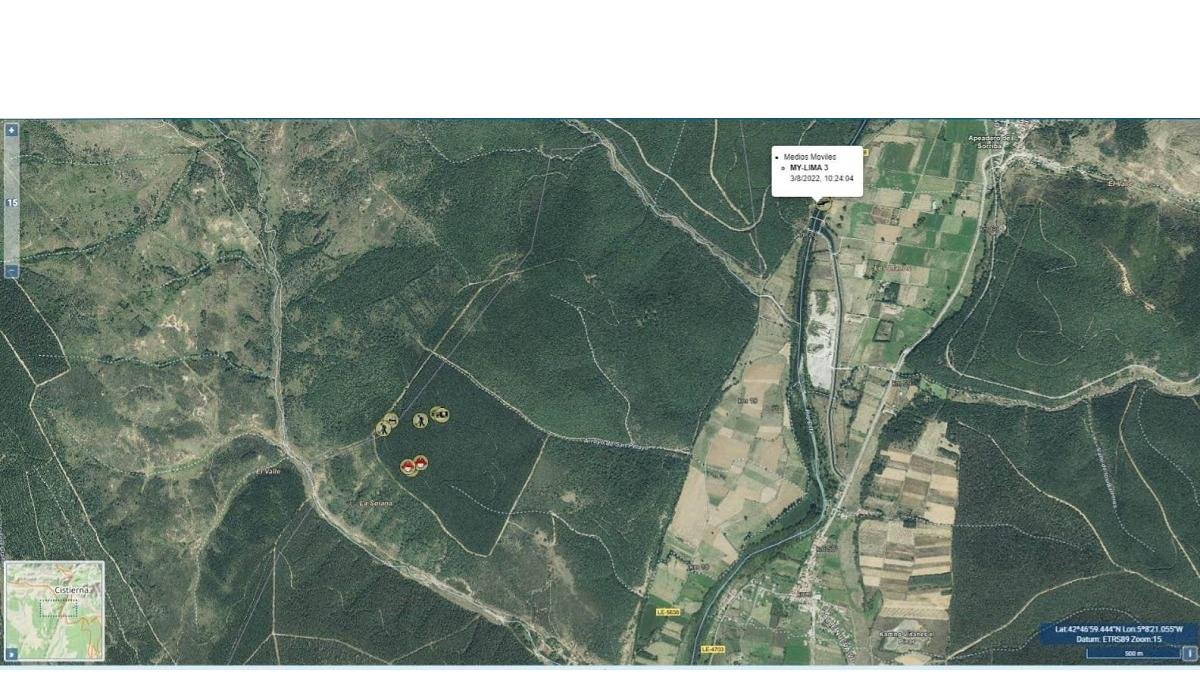 Incendio forestal en Modino (León).- JCYL