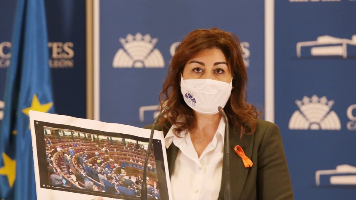 La procuradora del Grupo Parlamentario de Ciudadanos y portavoz en la Comisión de Educación, Marta Sanz. / ICAL.