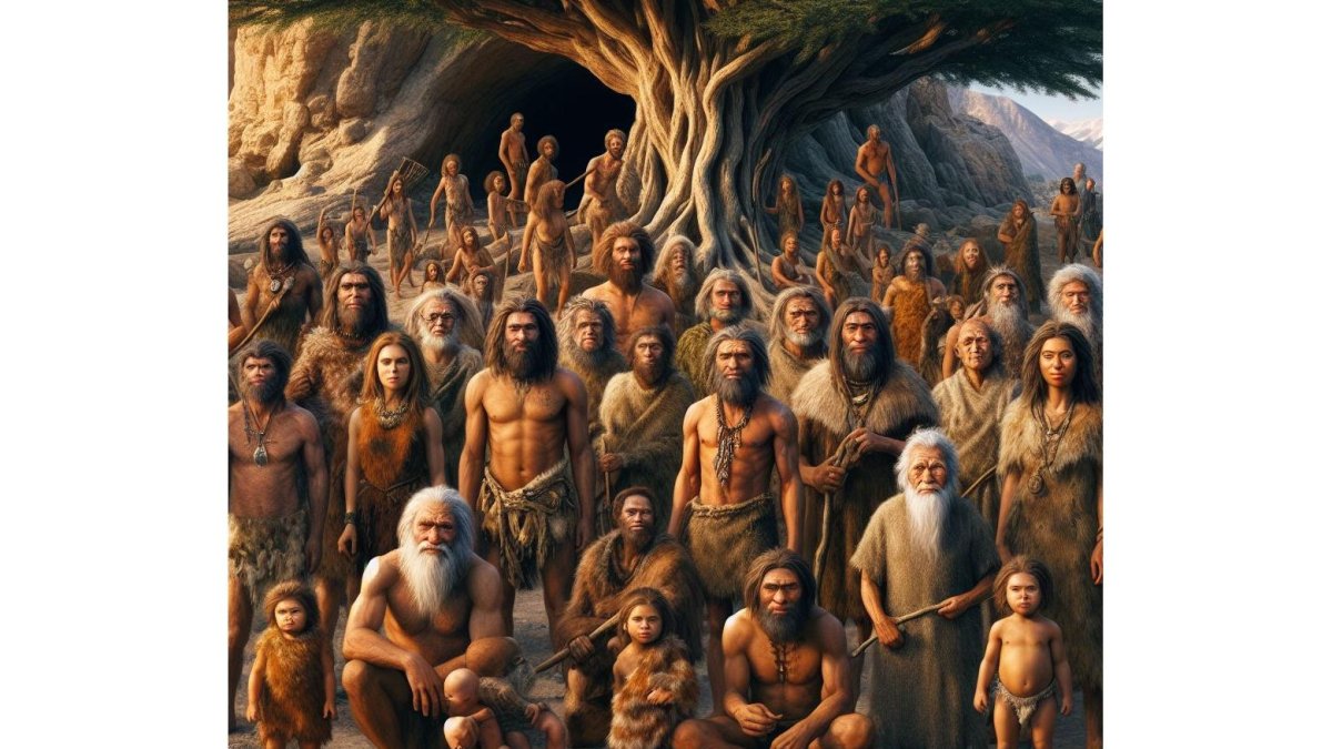 El grupo de la Sima de los Huesos en el viejo roble según la IA