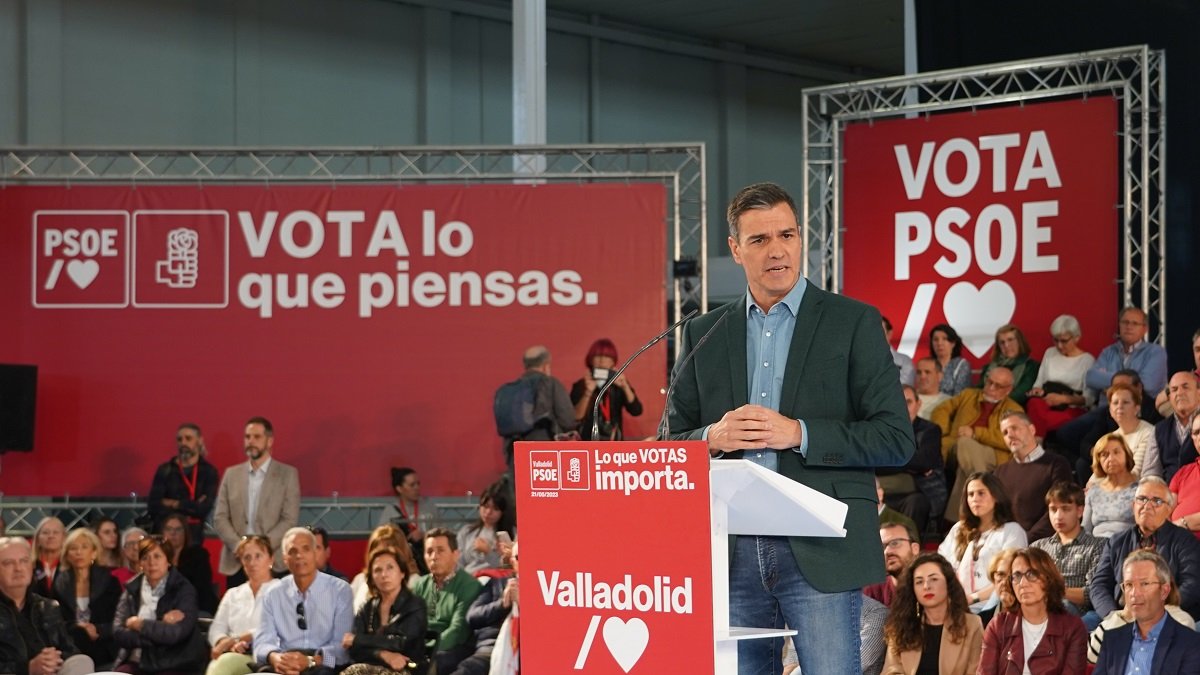 El presidente del Gobierno, Pedro Sánchez, participa en un acto público en Valladolid. -ICAL