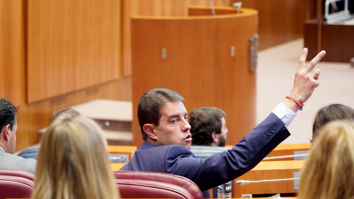 El procurador popular Ángel Ibáñez en la segunda sesión del pleno de las Cortes de Castilla y León.- ICAL