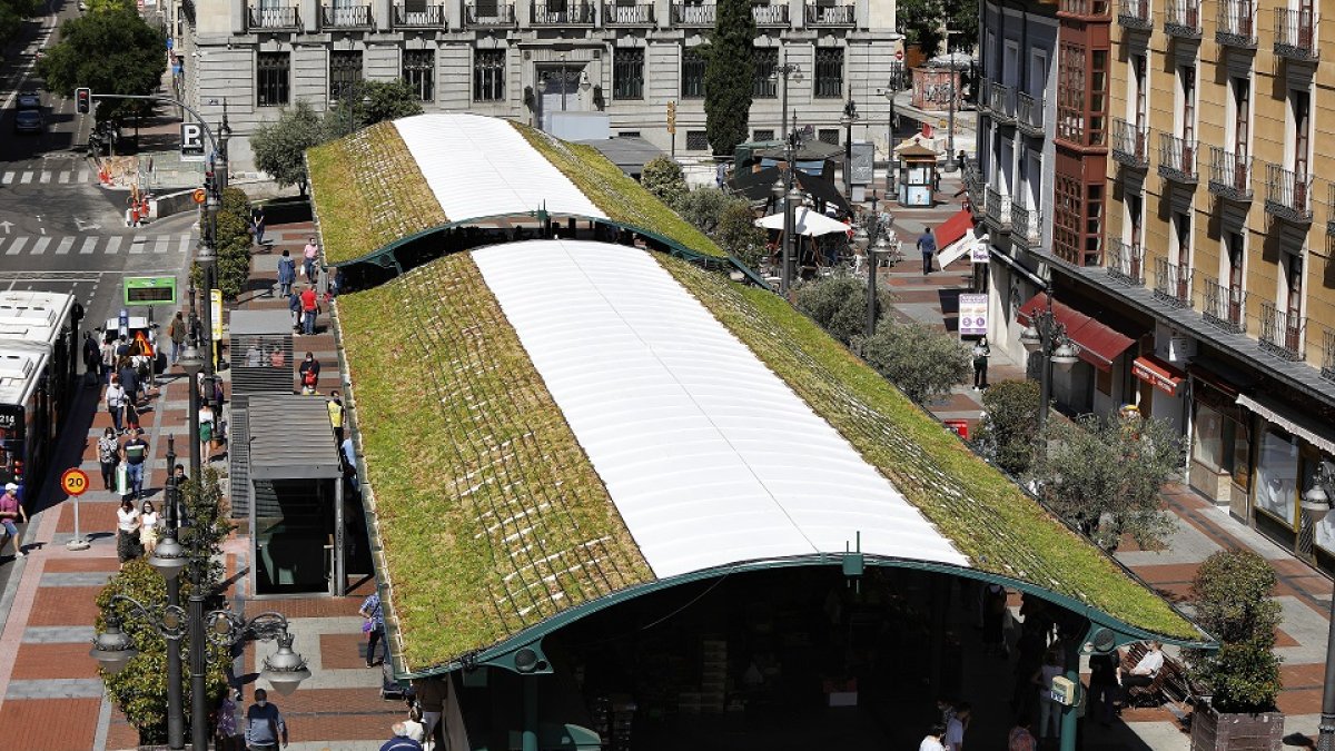 Marquesina verde de la plaza España de Valladolid. / REPORTAIE GRÁFICO: J. M. LOSTAU