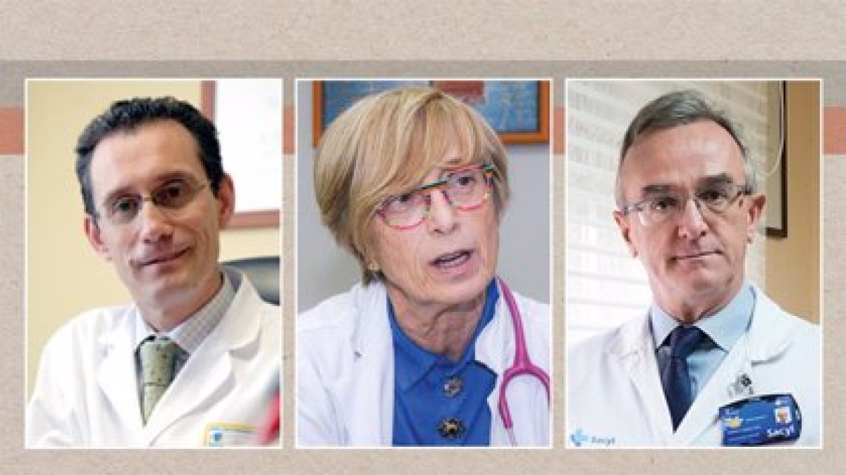 De izquierda a derecha: el especialista en Cardiología, Alberto San Román; la especialista en Hematología,
Dolores Caballero; el especialista en Cirugía Torácica, Marcelo Jiménez. - E. PRESS.