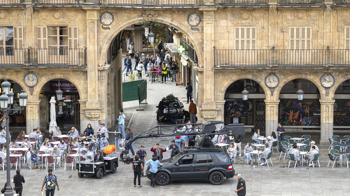 Imagen de archivo de un rodaje en la Plaza Mayor de Salamanca.- ICAL