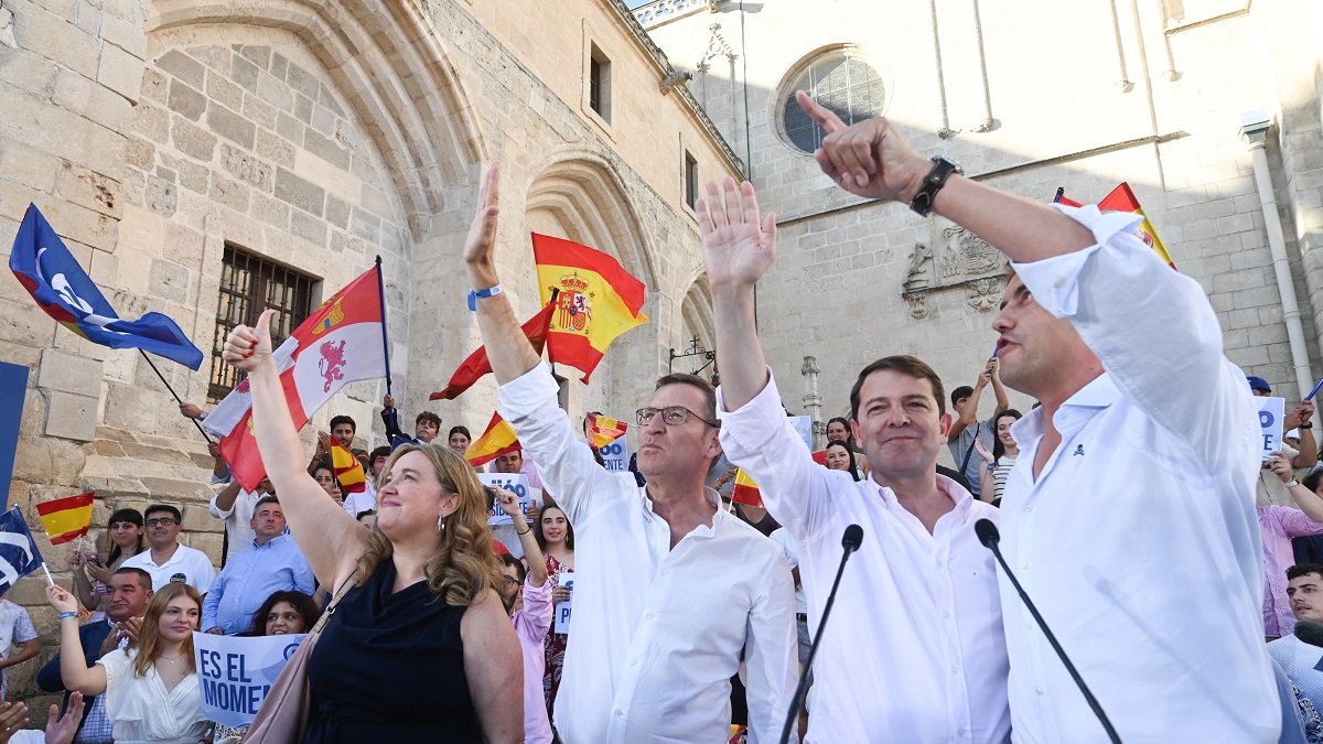 Acto central de campaña del PP en Burgos con la presencia del presidente nacional, Alberto Núñez Feijóo.- ICAL