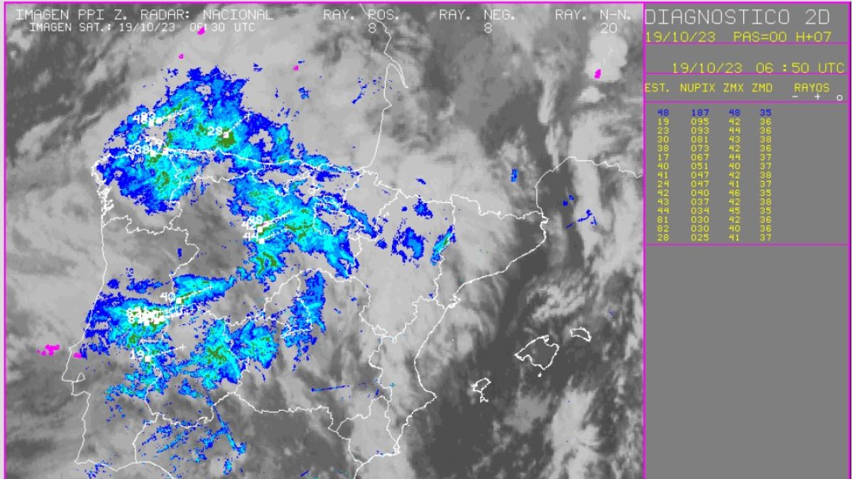 La borrasca Aline afecta con chubascos localmente fuertes al oeste de la Península.- TWITTER AEMET