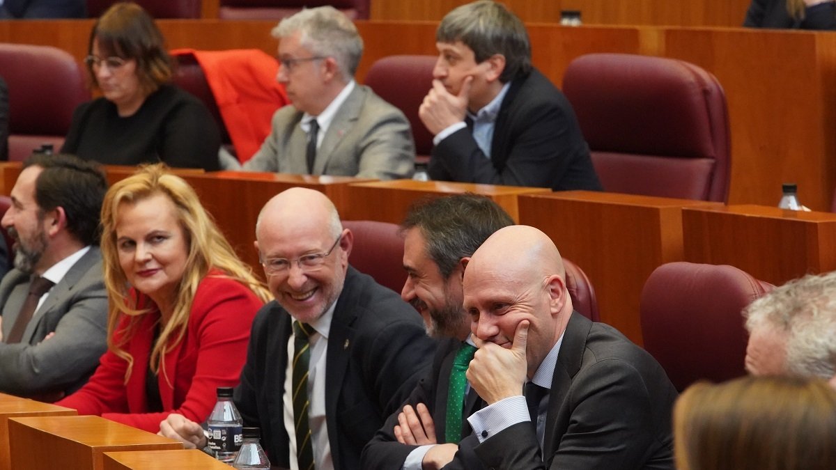 Procuradores de VOX durante el pleno de las Cortes.- ICAL