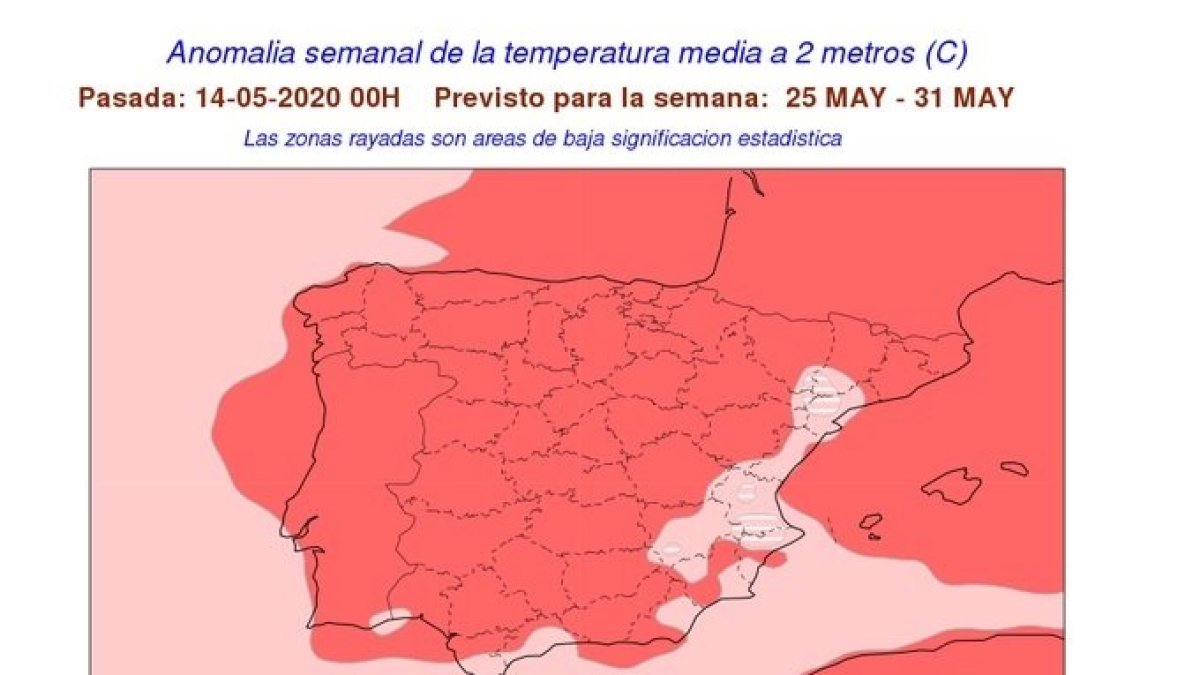 Mapa elaborado por la Aemet sobre la previsión para las dos próximas semanas - @AEMET_CYL