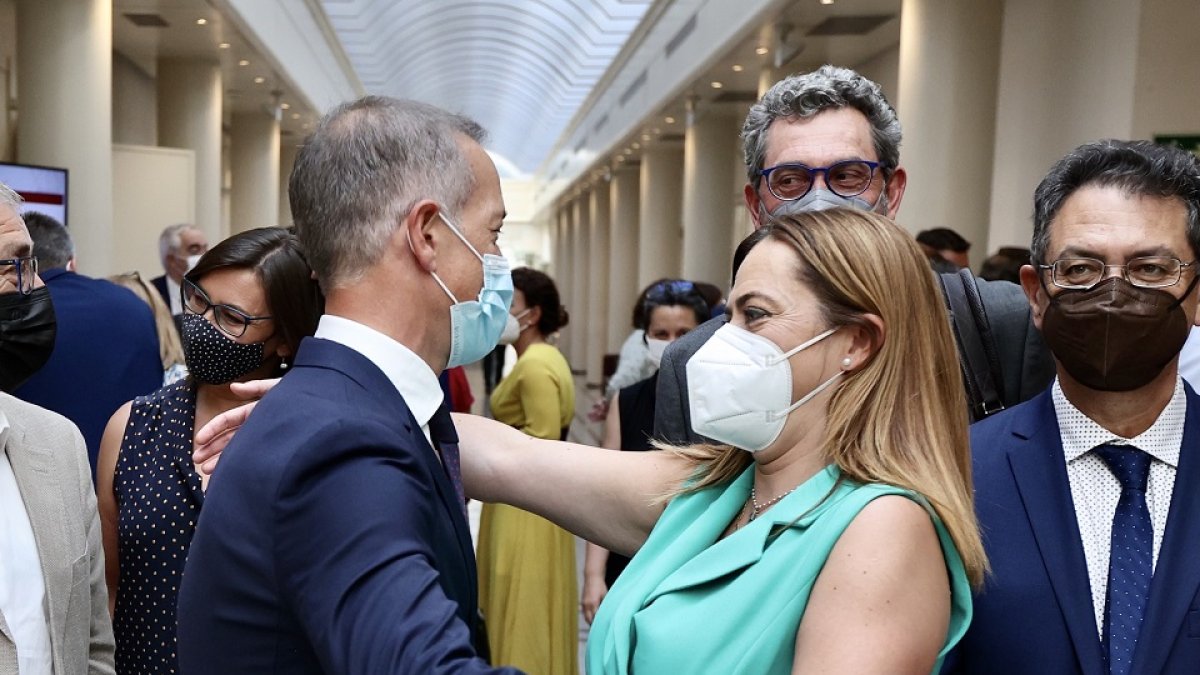 El presidente del Senado, Ander Gil, junto a la vicepresidenta del PSCyL, Virginia Barcones. - ICAL