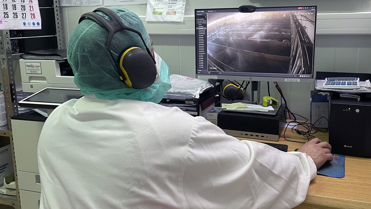 Un trabajador de la empresa visualiza las imágenes de las cámaras de videovigilancia | H.F.
