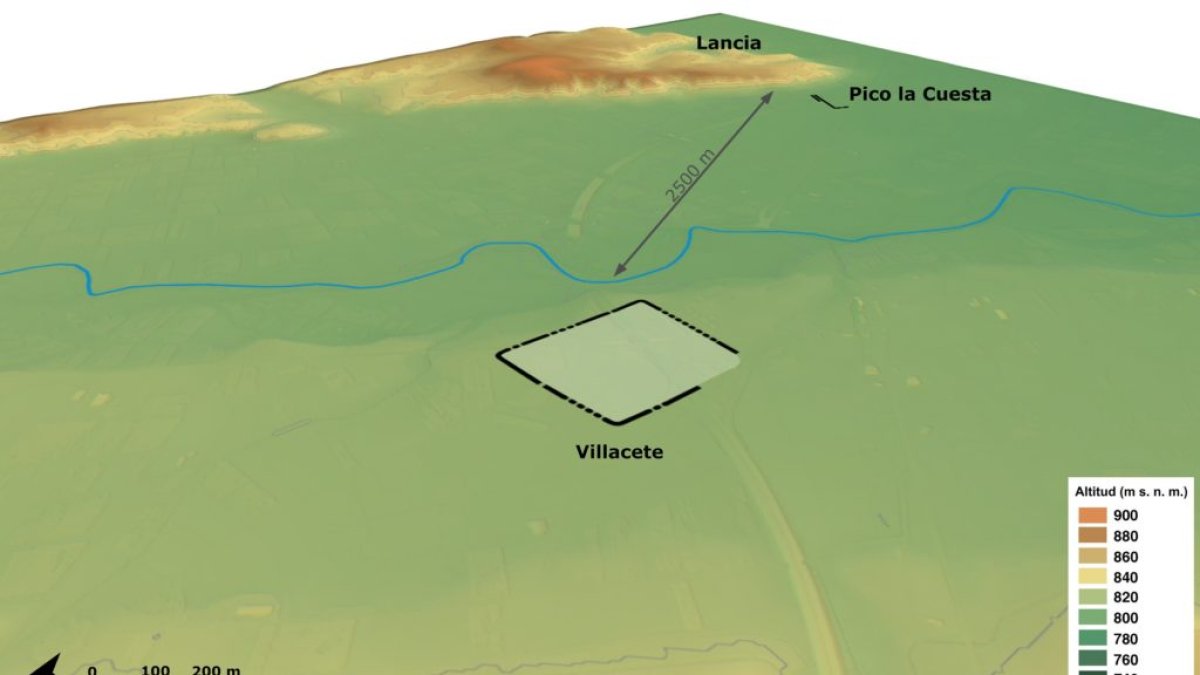 Posición y extensión del campamento de Villacete y relación con el poblado de Lancia.- ROMANARMY.EU