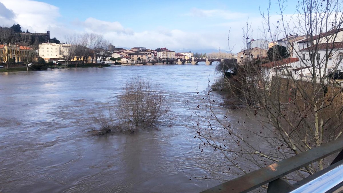 Imagen de ayer del río Ebro a su paso por Miranda de Ebro en Burgos. ICAL