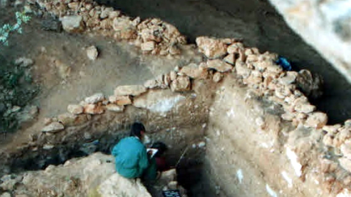 Extracción de materiales en el yacimiento de Los Enebrales en 1990