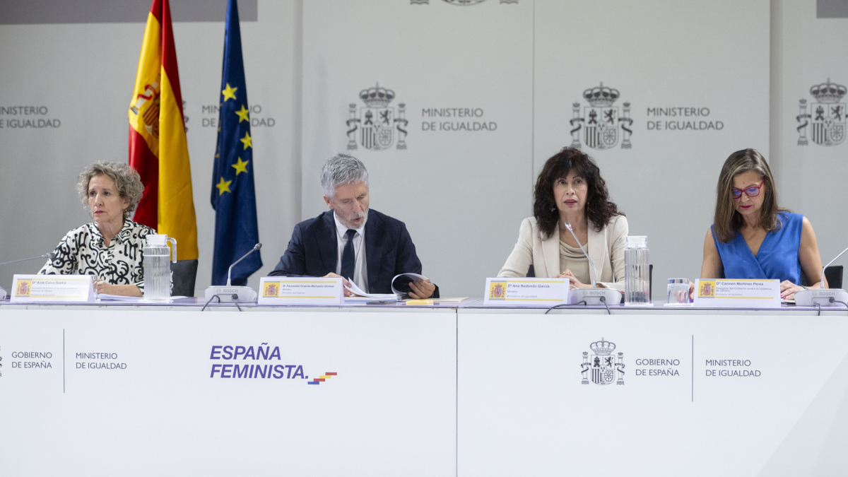 La secretaria de Estado para la Igualdad, el ministro del Interior, la ministra de Igualdad y la delegada del Gobierno contra la Violencia de Género. EUROPA PRESS