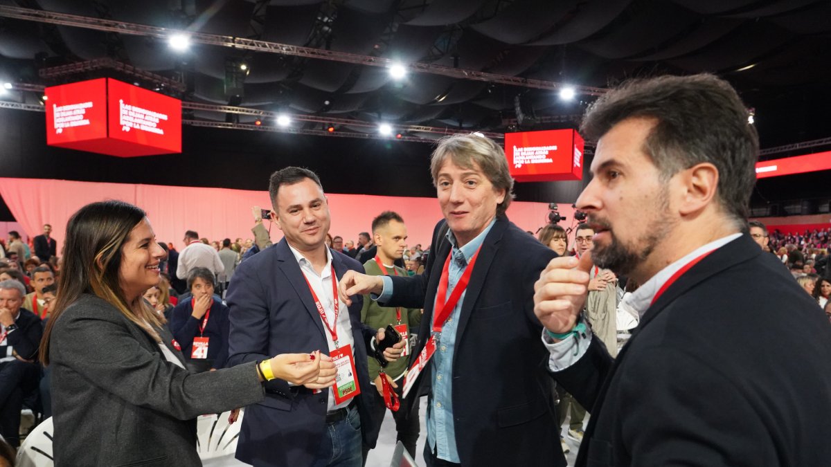 Nuria Rubio, Javier Alfonso Cendón, Carlos Martínez Mínguez y Luis Tudanca, en la inauguración del 41 Congreso Federal del PSOE.