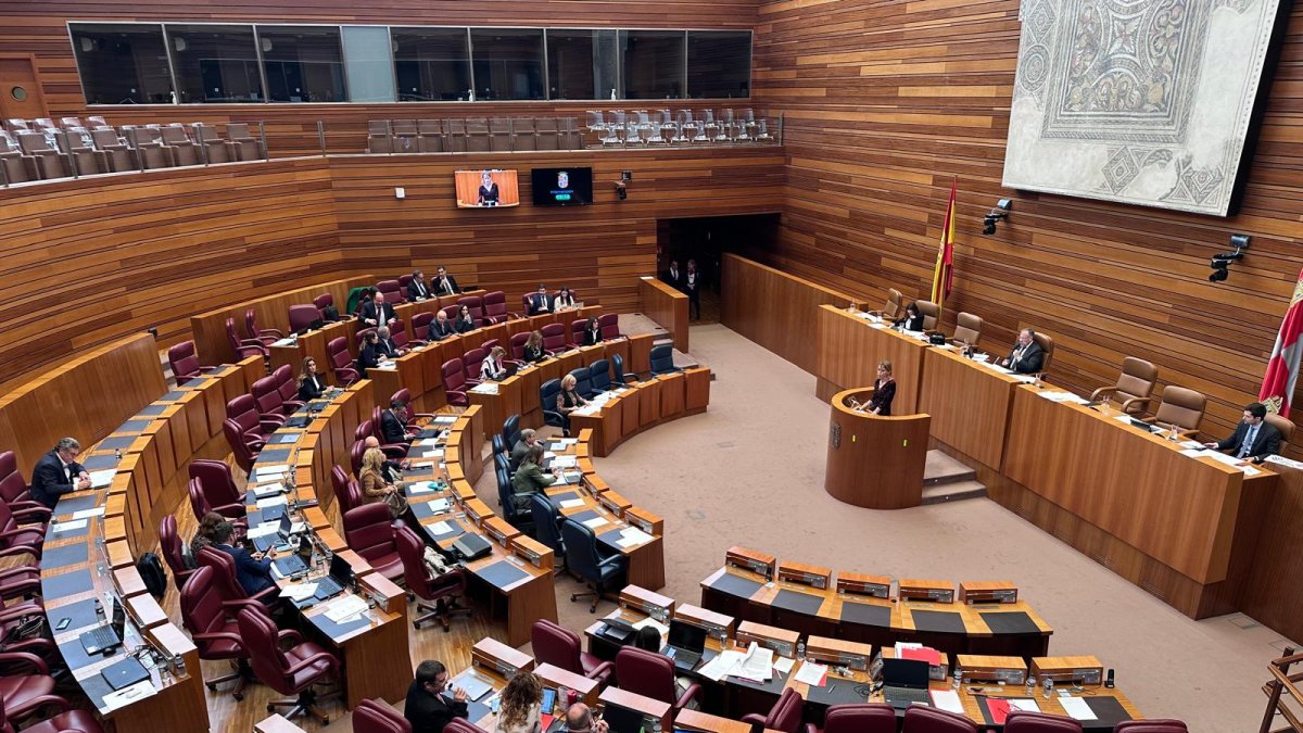 El hemiciclo de las Cortes, con numerosos escaños vacíos durante el desarrollo del pleno.