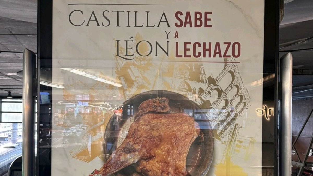 Cartel de la IGP Lechazo donde está mal escrito León