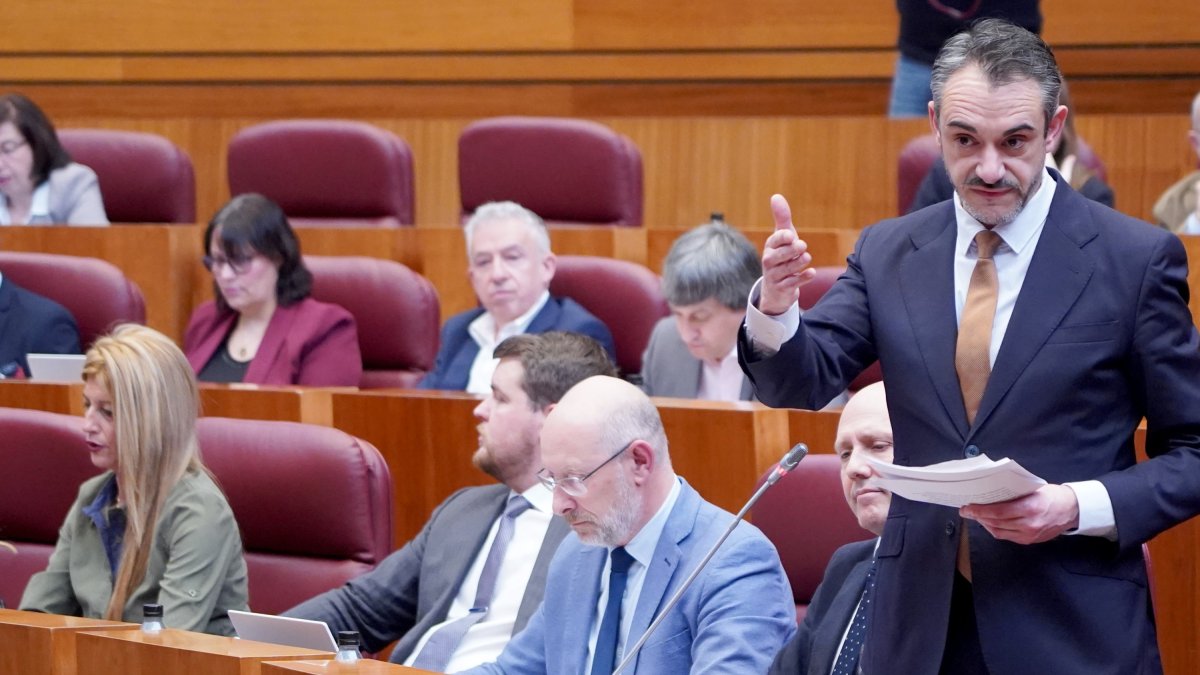 David Hierro, en un momento de su primera intervención como nuevo portavoz de VOX en las Cortes.
