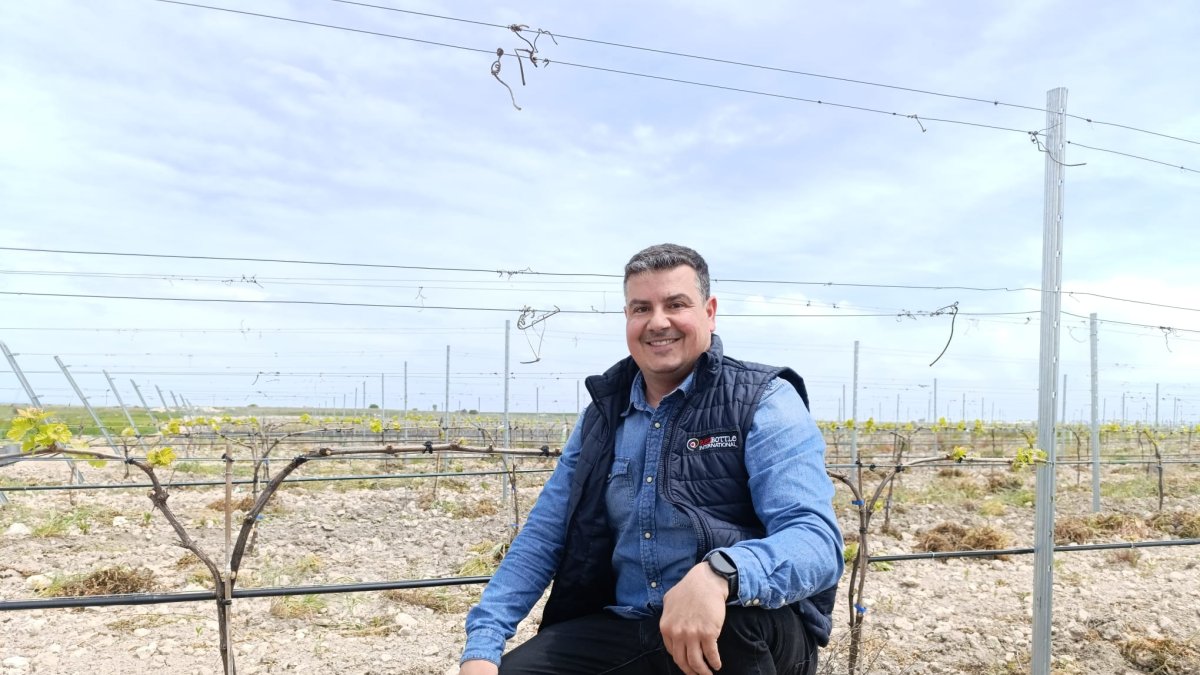 Óscar de Pablo en uno de los viñedos que gestiona.