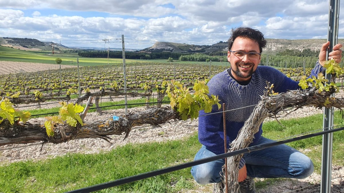 Antonio posa en uno de los viñedos