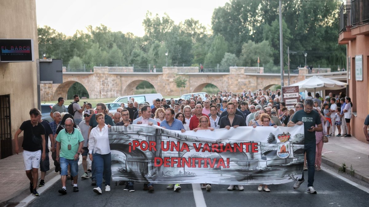 Aspecto de la manifestación este viernes en la localidad soriana.