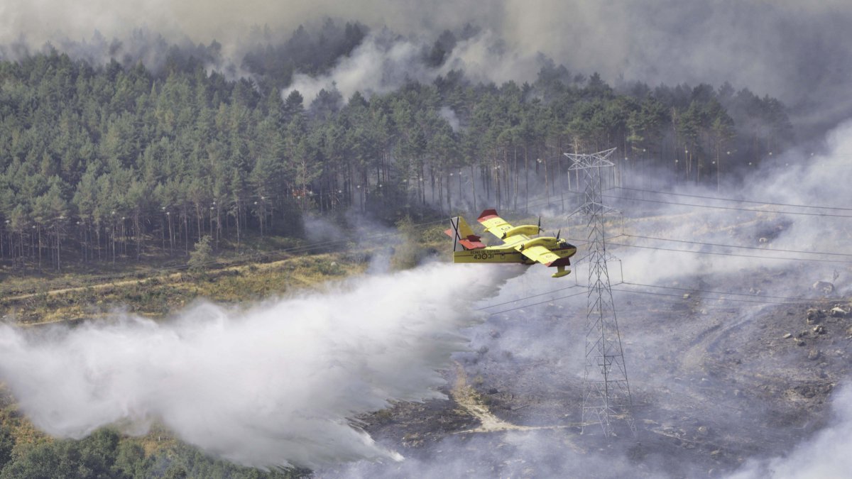Incendio en la frontera de Galicia y Castilla y León en la localidad zamorana de Castromil