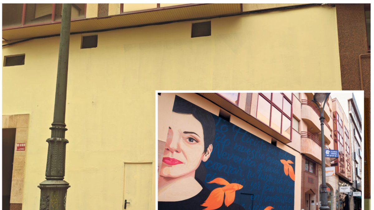 Estado actual de la pared donde estaba pintado anteriormente el mural de Nevenka