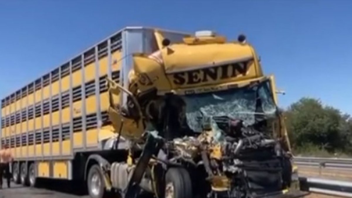 Estado del camión contra el que chocó el vehículo militar.