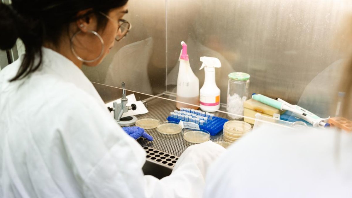 Una alumna de la Universidad de León en un laboratorio.