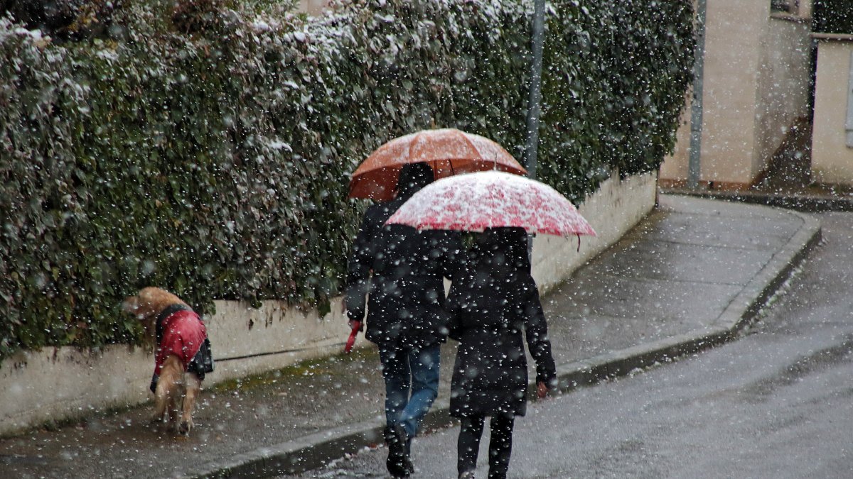 Nieve durante el domingo en León