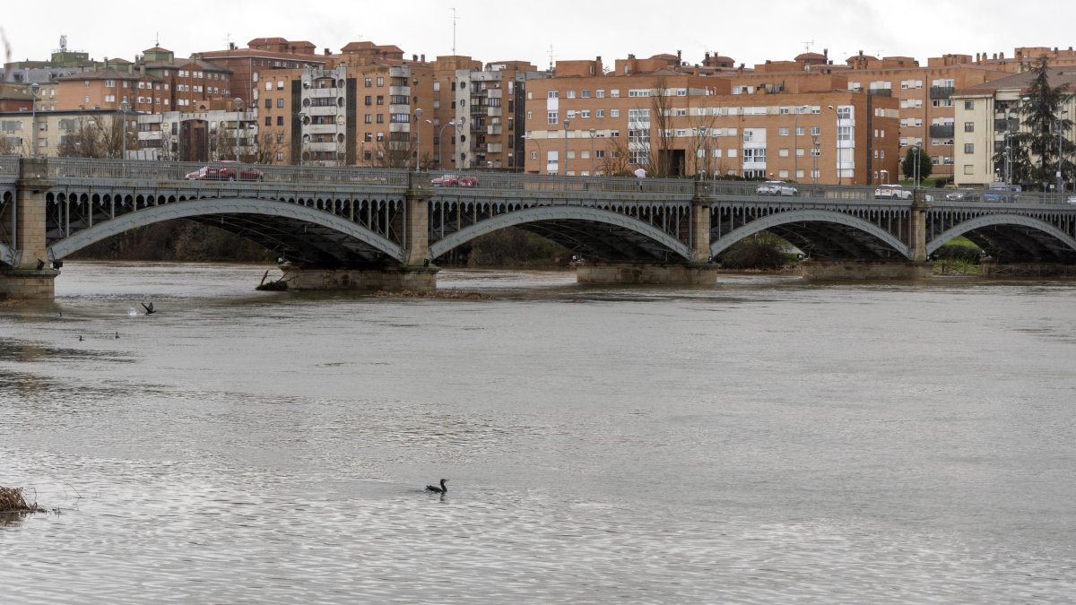 La lluvia en Salamanca durante todo el día provoca la subida del cauce en el río Tormes.