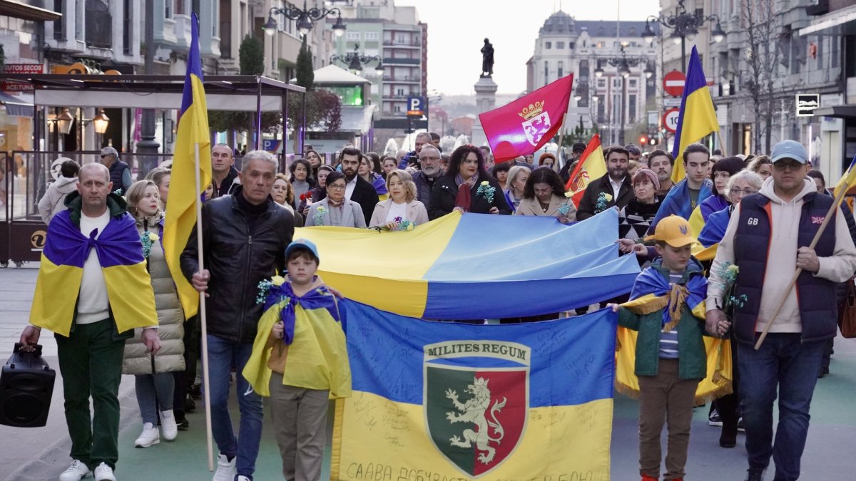 Manifestación con motivo del cuarto aniversario del inicio de la invasión de Rusia a Ucrania