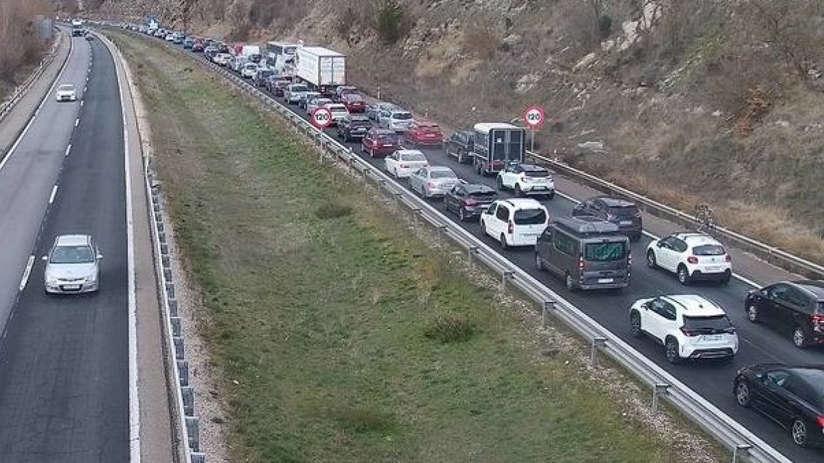 Retenciones en la AP-1 en Burgos.