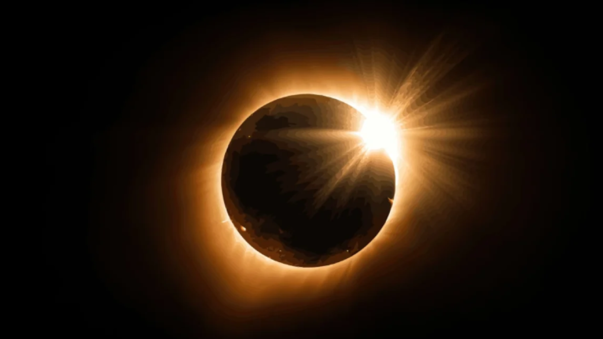Simulación del eclipse total de sol.