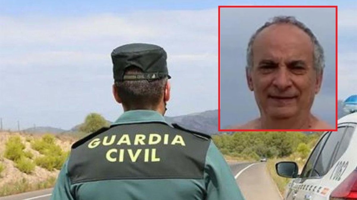 La Guardia Civil en una imagen de archivo y arriba Honorio, el desaparecido de 62 años en Santa Marta de Tormes.