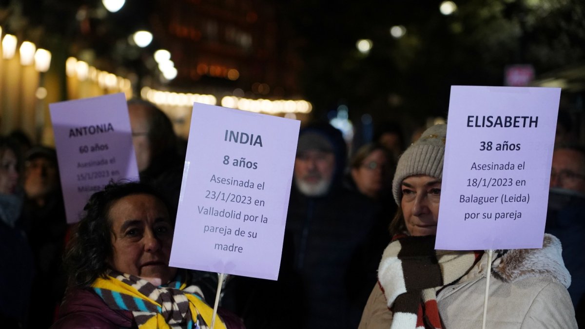 Mujeres sosteniendo carteles en una manifestación contra la violencia de género
