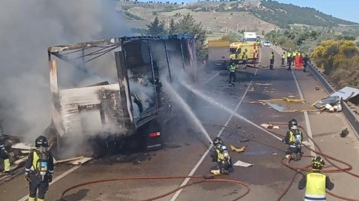 Accidente con dos camioneros muertos el pasado miércoles en Quintanilla (Valladolid)