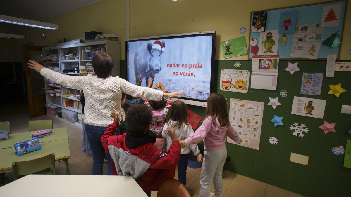 Aula de gallego en el colegio García Yebra de Ponferada, perteneciente al programa de la Junta de Castilla y León.