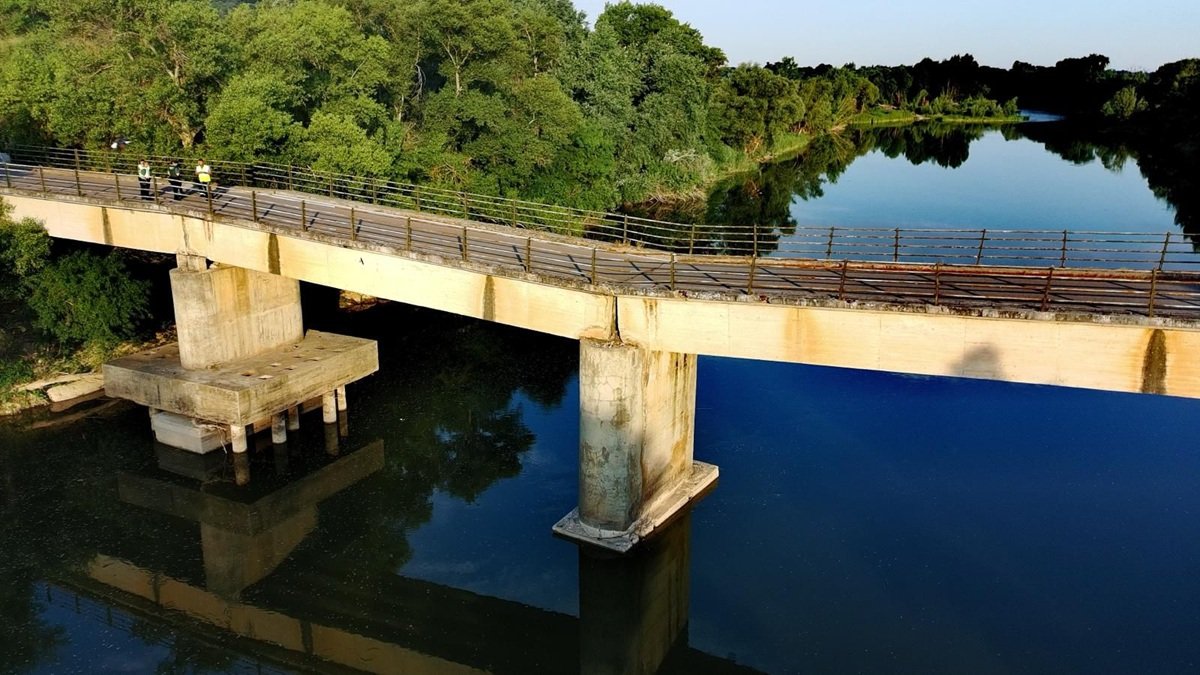 Hundimiento del pilar de un puente en Zamora.