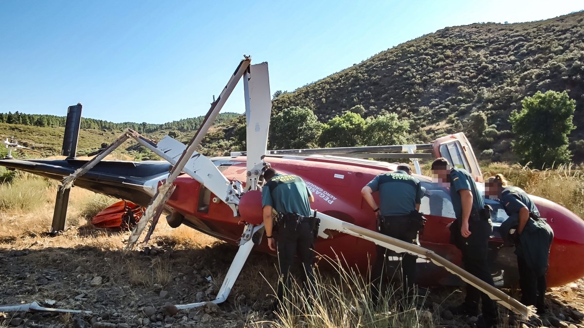 Imagen del estado del helicóptero accidentado - ICAL