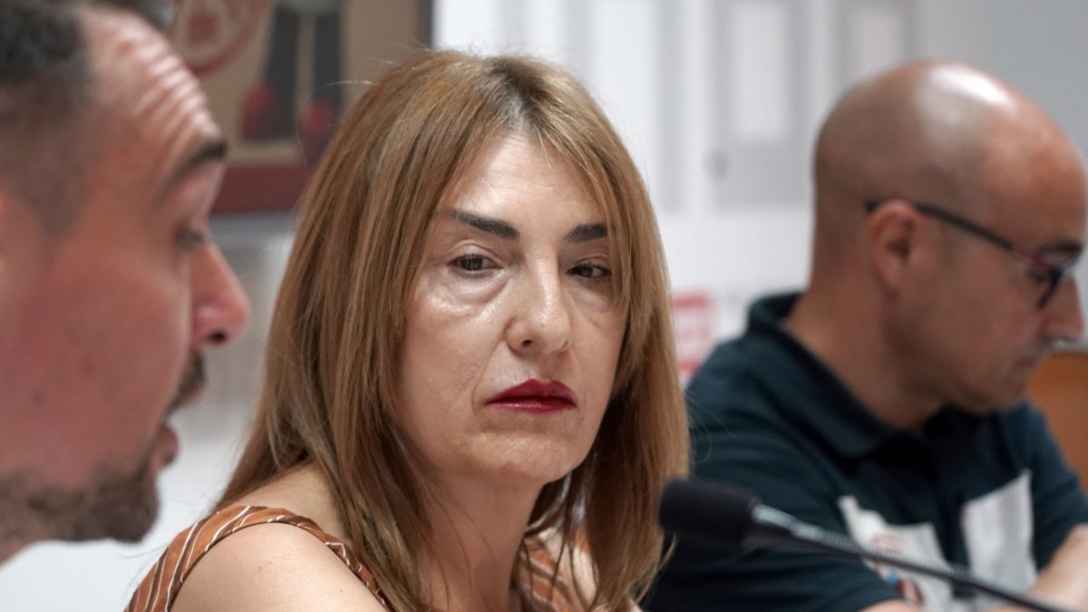 La secretaria general de la Federación de Sanidad y Sectores Sociosanitarios de CCOO de Castilla y León, Ana Rosa Arribas, durante la rueda de prensa