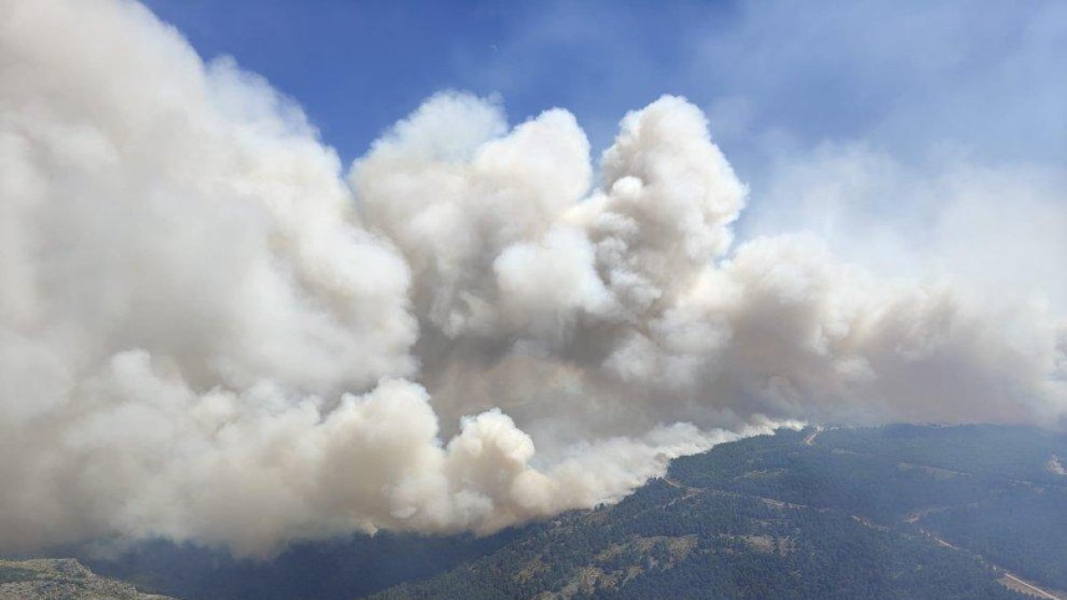 Incendio de La Miera en Guadalajara tomada por la Brif