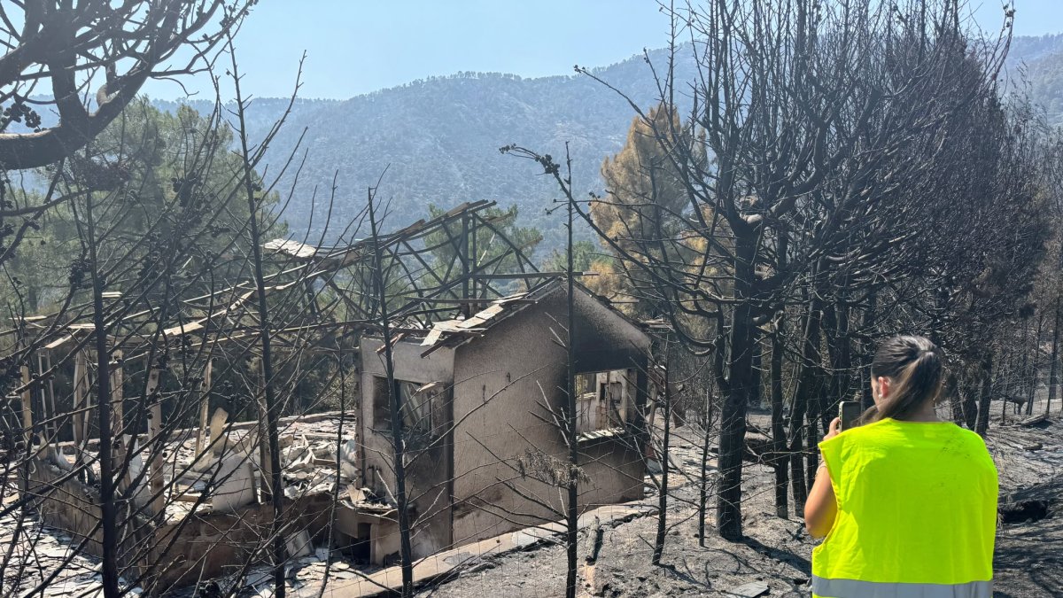 Casas afectadas por el incendio en la zona del Embalse del Burguillo