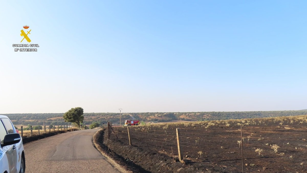 Miembros del operativo contra incendios en el lugar de los hechos.