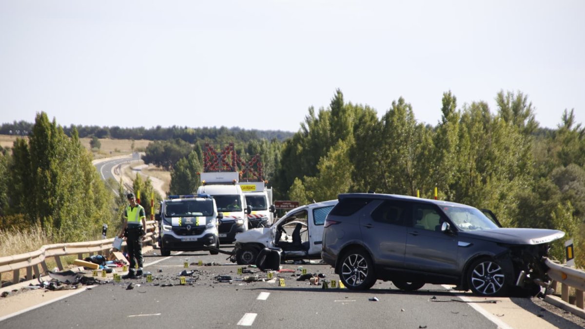 Vehículos implicados en el accidente de Garray (Soria).