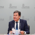 El portavoz de la Junta de Castilla y León, Carlos Fernández Carriedo, durante la rueda de prensa posterior al Consejo de Gobierno.