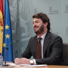 Juan García-Gallardo, en la rueda de prensa para anunciar su dimisión como vicepresidente.