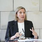 La vicepresidenta de la Junta y consejera de Familia e Igualdad de Oportunidades, Isabel Blanco, en la rueda de prensa de este viernes.