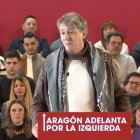 El secretario general electo del PSCyL, Carlos Martínez Mínguez, en su acto público en Zaragoza